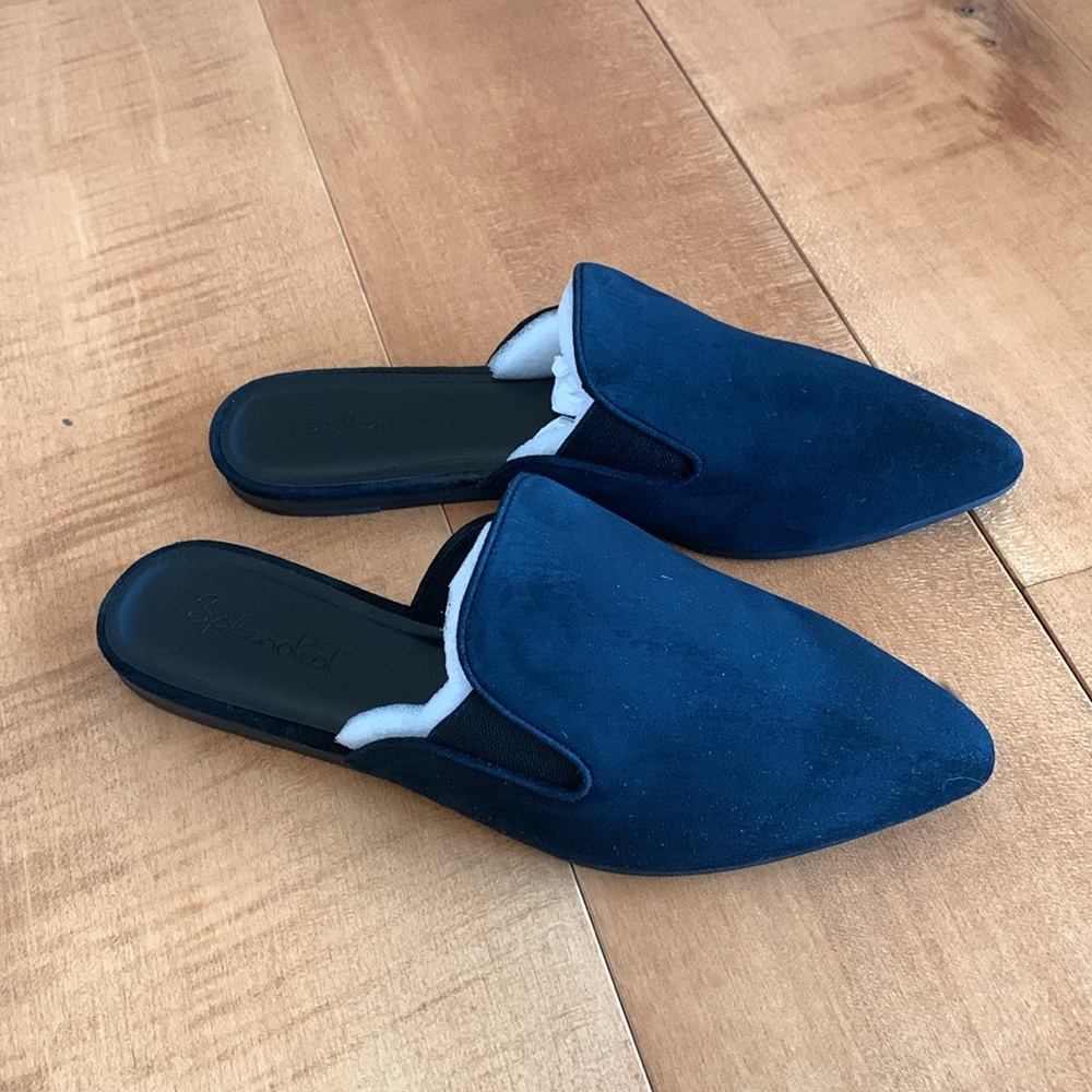 Elegant Black Suede Flats Mules New